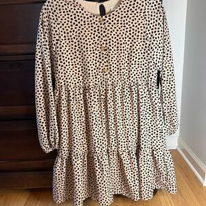 Girls Leopard Print Long Sleeve Dress